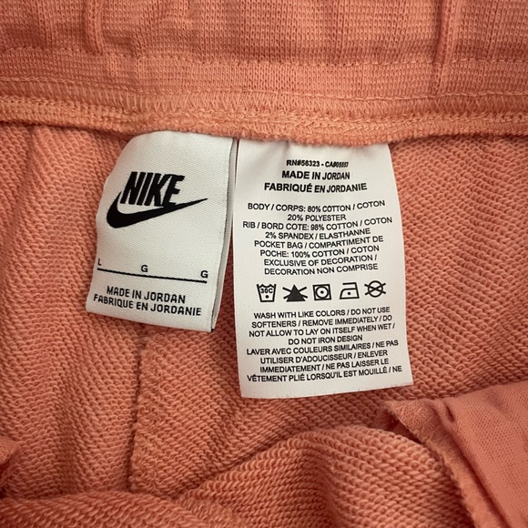 NIKE Pink Coral Sweatshorts, Size Large - Picture 6 of 10